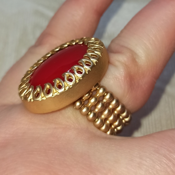 MARLYN SCHIFF Silver Tone Glass Stones Statement Ring NEW - Picture 2 of 6